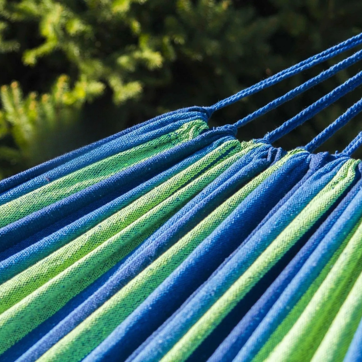 Hamac coton rayé bleu 2 places | Célïo