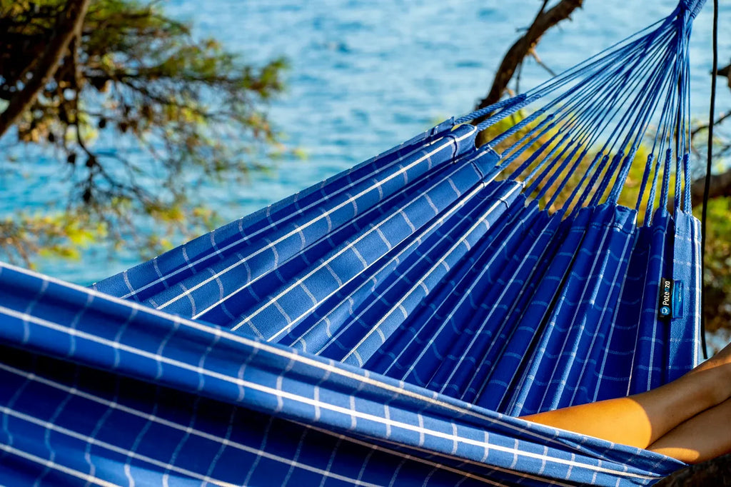 Hamac carreaux bleu 2 places | Kaïvo