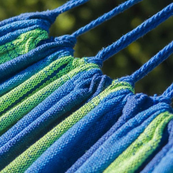 Hamac coton rayé bleu 2 places | Célïo