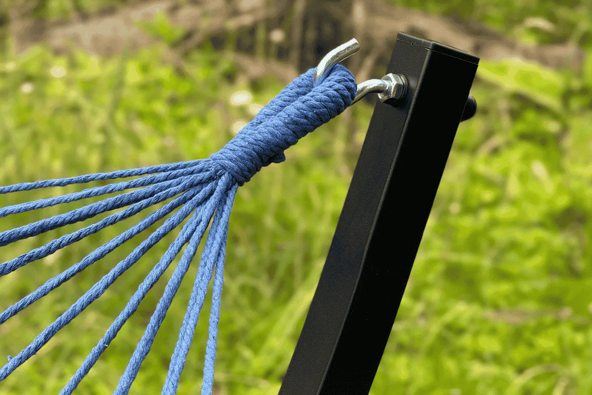 Hamac sur pied franges bleu | Azélo
