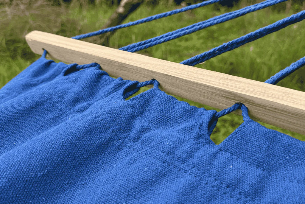 Hamac sur pied franges bleu | Azélo